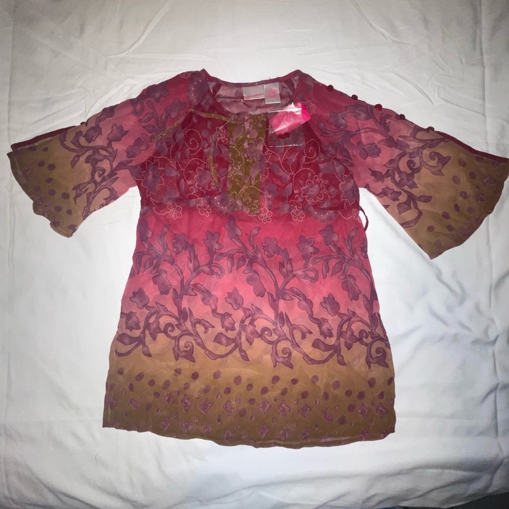NWT  GIRL HINDU BLOUSE FOR GIRL SIZE S SEEM 7-8 BURGUNDY COLOR .MADE IN INDIA